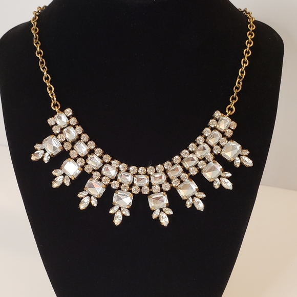 J. Crew Rhinestone Antique Tone Necklace Signed - Picture 2 of 8